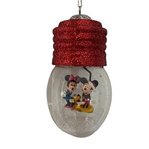 Vintage DISNEY 2005 Mickey Minnie and Pluto Snow Globe Christmas Bulb Ornament